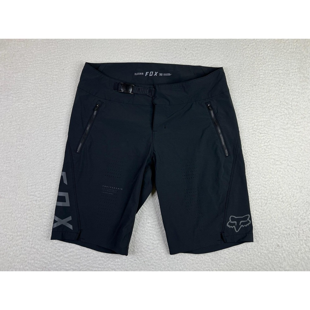 Fox Flexair MTB Shorts Mens 32 Black Zip Pockets Stretch Mountain Bike Cycling